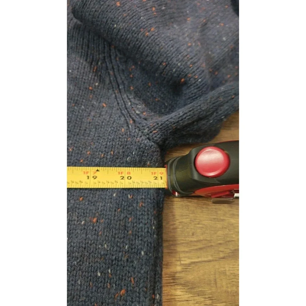 Line of Trade Sweater Blue Speckled Wool Blend Elbow Patches Crewneck Mens XL
